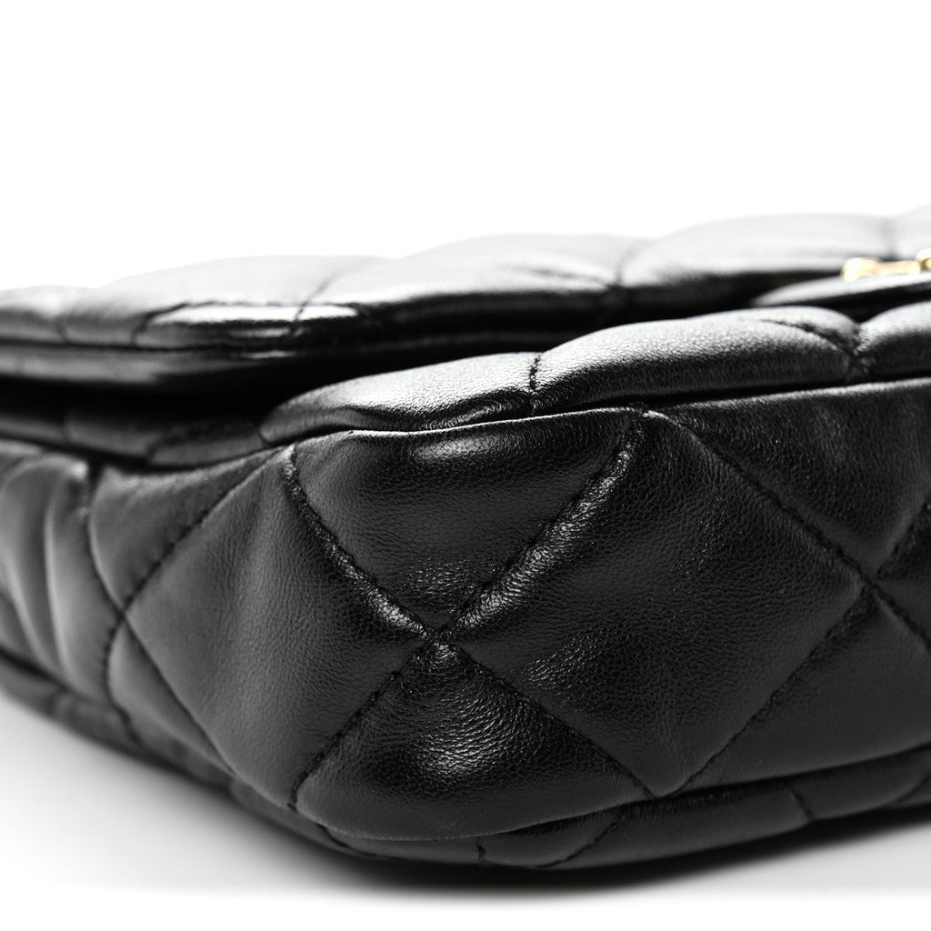 Lambskin Quilted Small Funky Town Flap Black