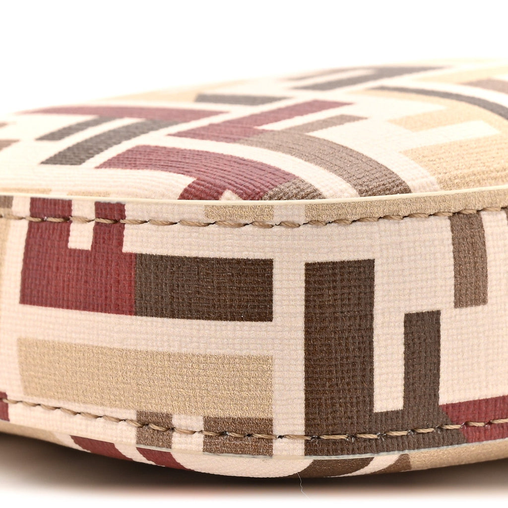 Fabric Jacquard Vitello Grace FF 1974 Baguette Pouch Grezzo Multicolor Soft Gold