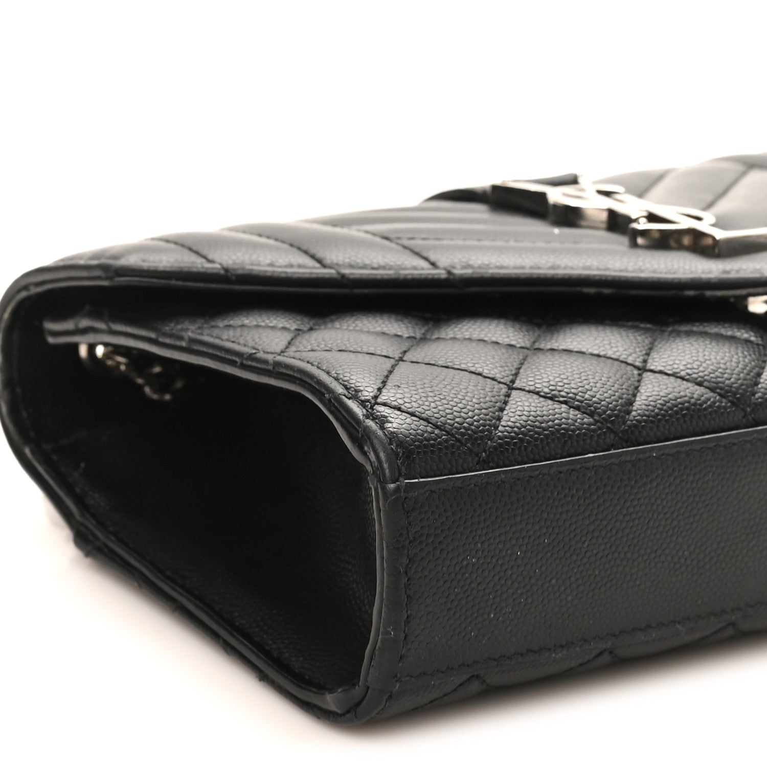 Grain De Poudre Textured Mixed Matelasse Triquilt Small Monogram Satchel Black