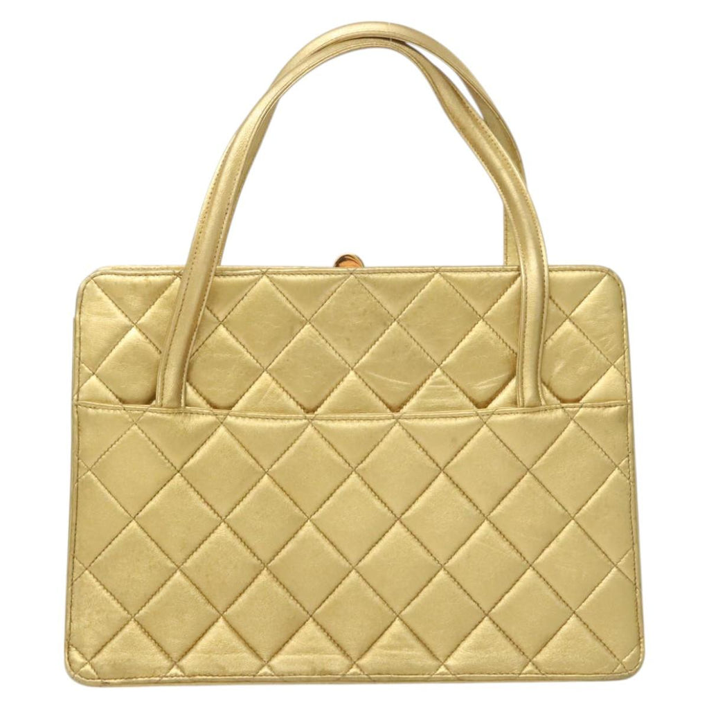 Chanel Matelassé Lambskin Leather Gold Leather Handbag (Authentic  )
