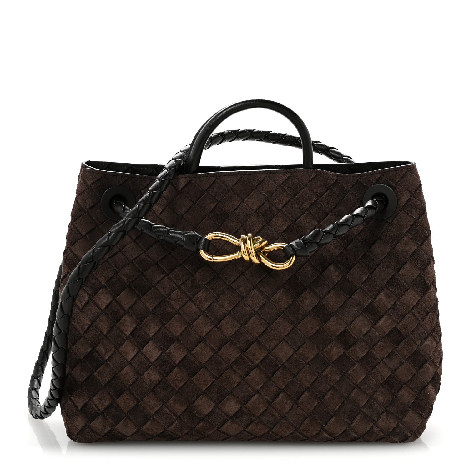 Suede Intrecciato Medium Andiamo Shoulder Bag Fondant