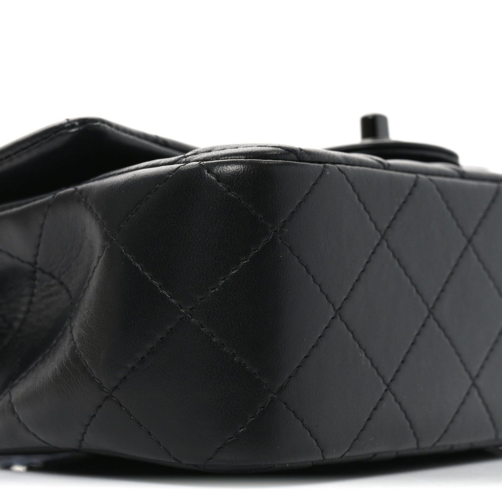 Lambskin Quilted Mini Top Handle Rectangular Flap So Black
