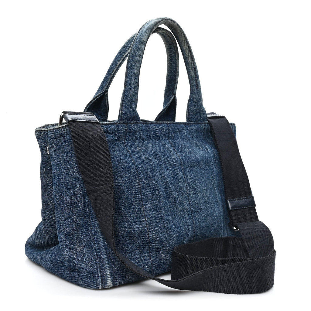 Canapa Denim Crystal Studded Tote Blue