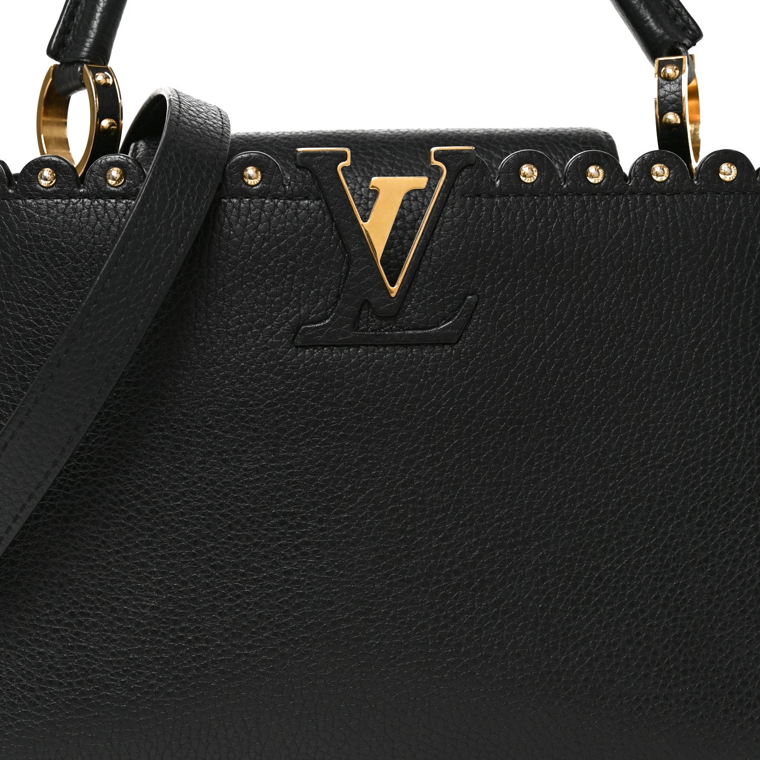 Taurillon Studded Capucines PM Black