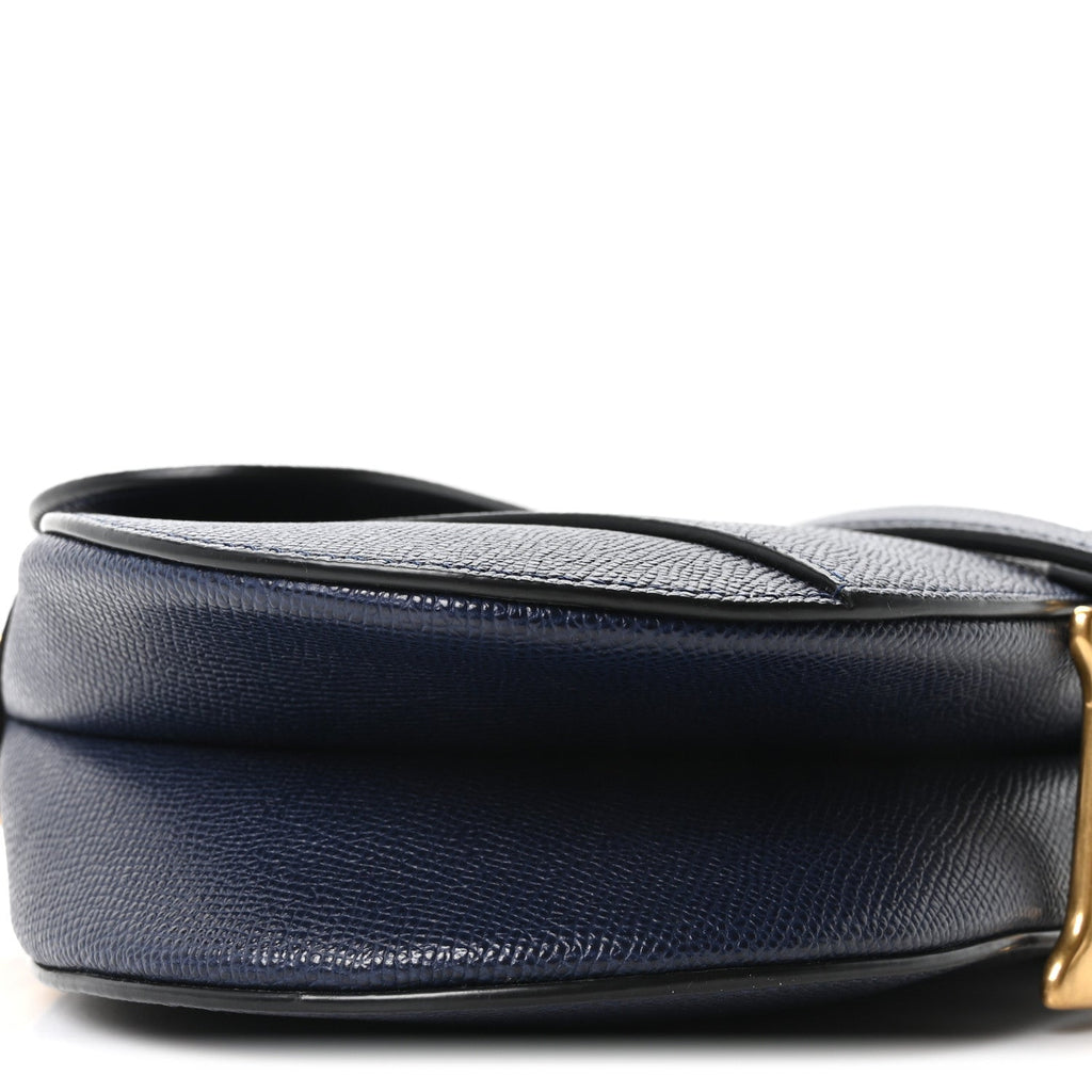 Grained Calfskin Saddle Bag With Strap Deep Ocean