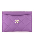 Caviar Quilted Card Holder Purple