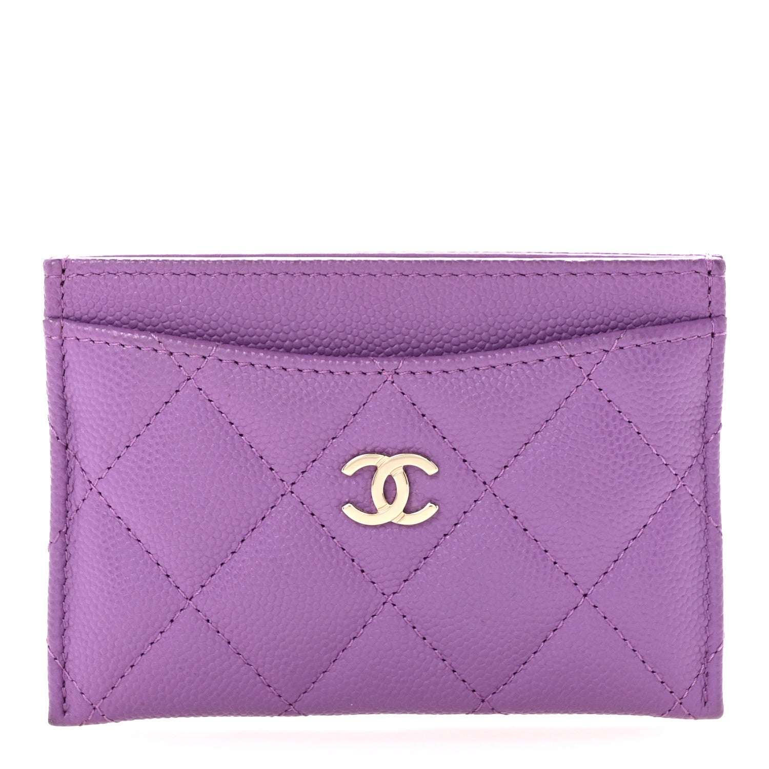 Caviar Quilted Card Holder Purple