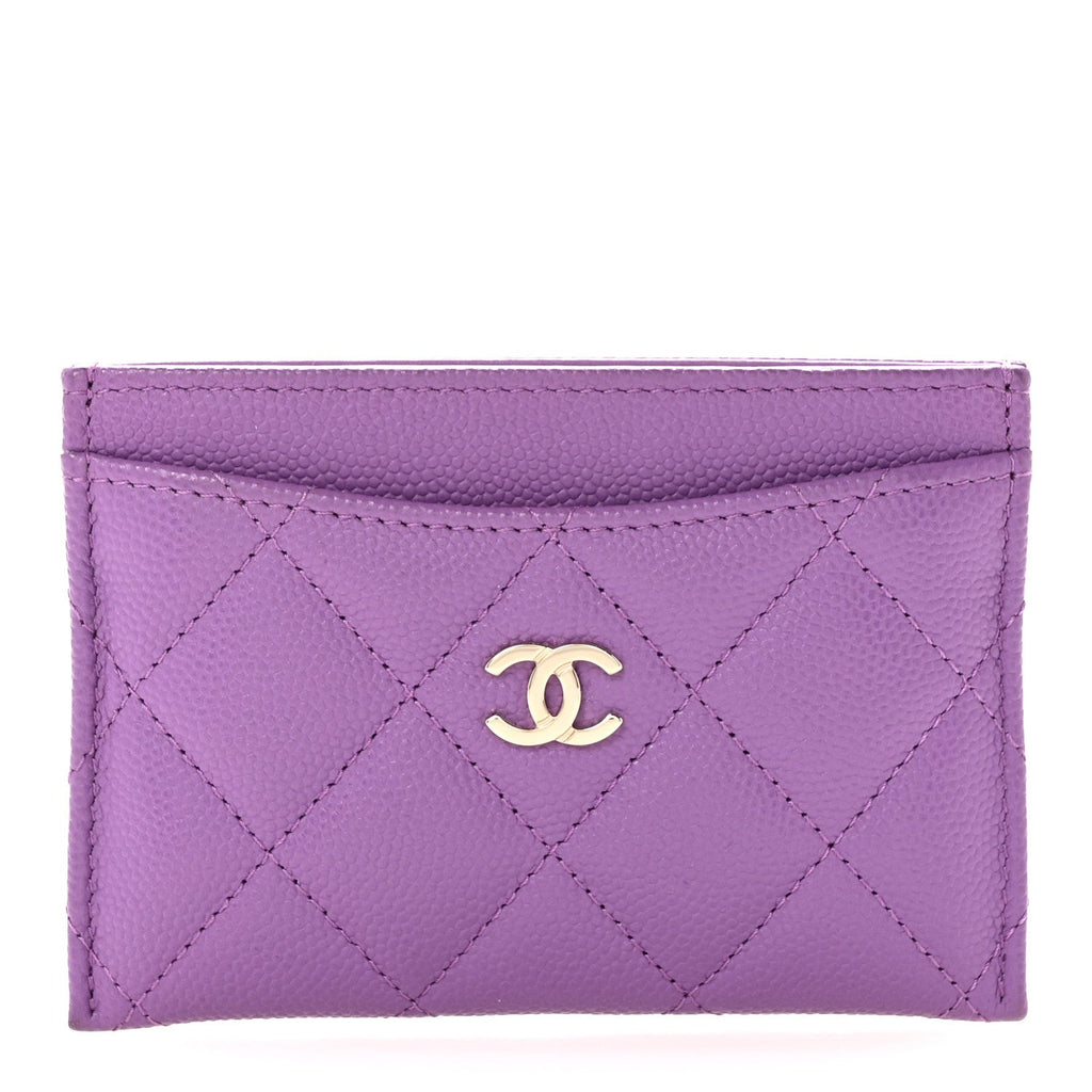 Caviar Quilted Card Holder Purple Purple