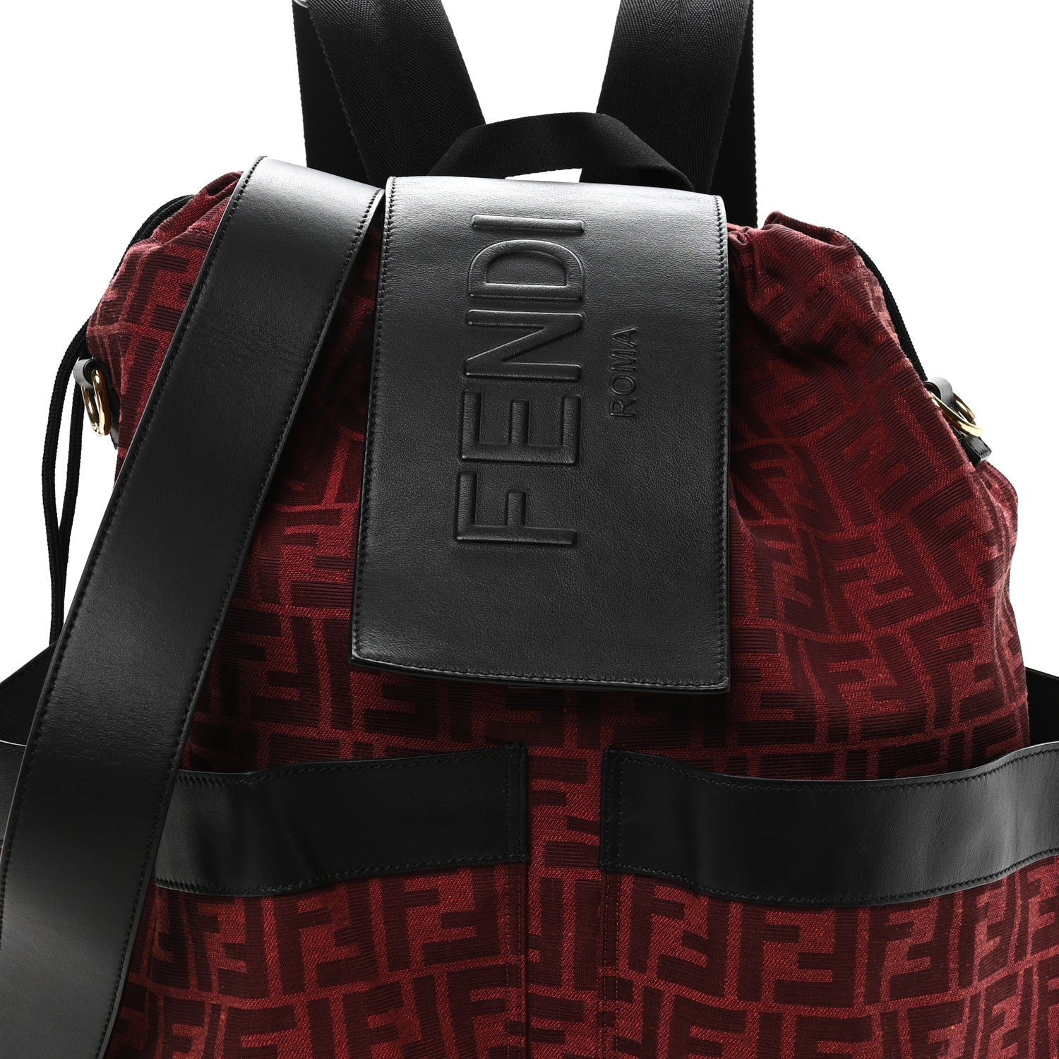 Recycled Fabric Jacquard Vitello Grace FF 1974 Large Fendi Strike Backpack Rosso Marlboro Black