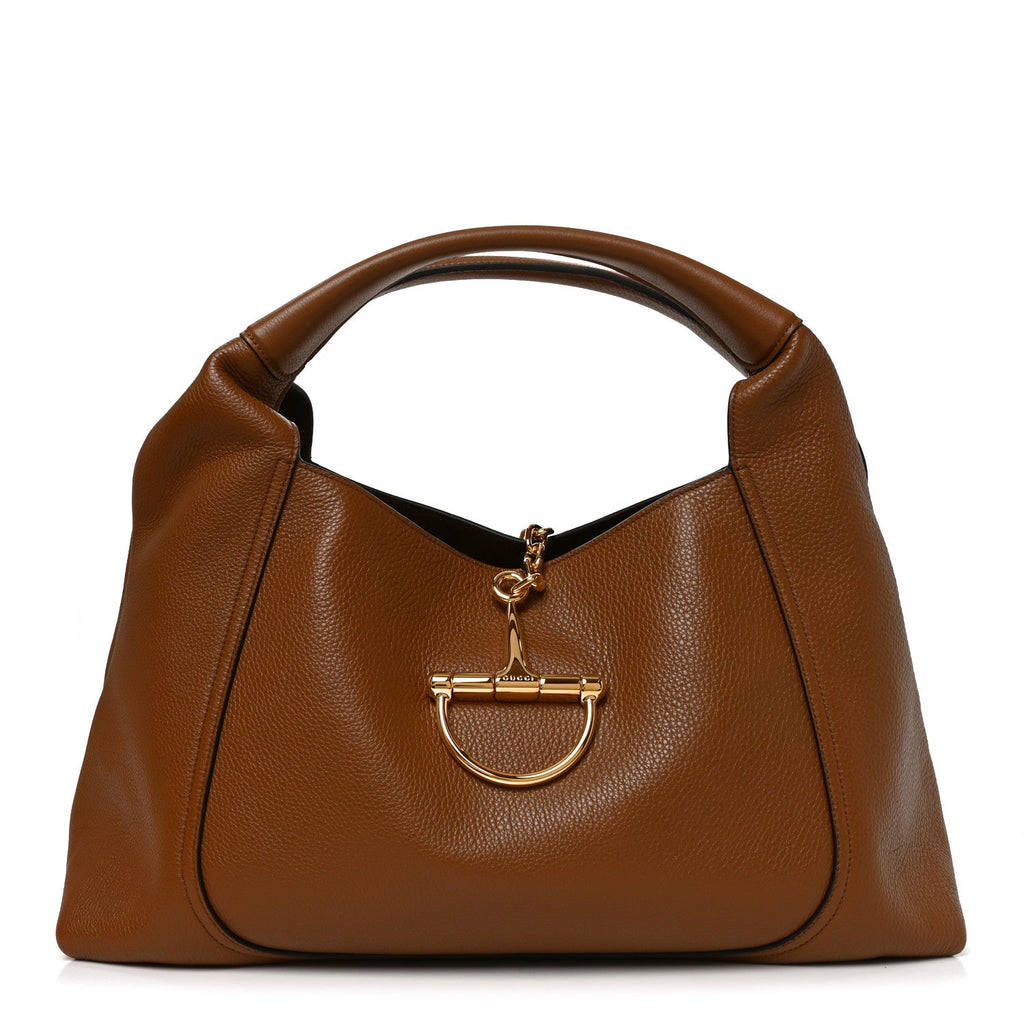 Grained Calfskin Softbit Maxi Shoulder Bag Brown