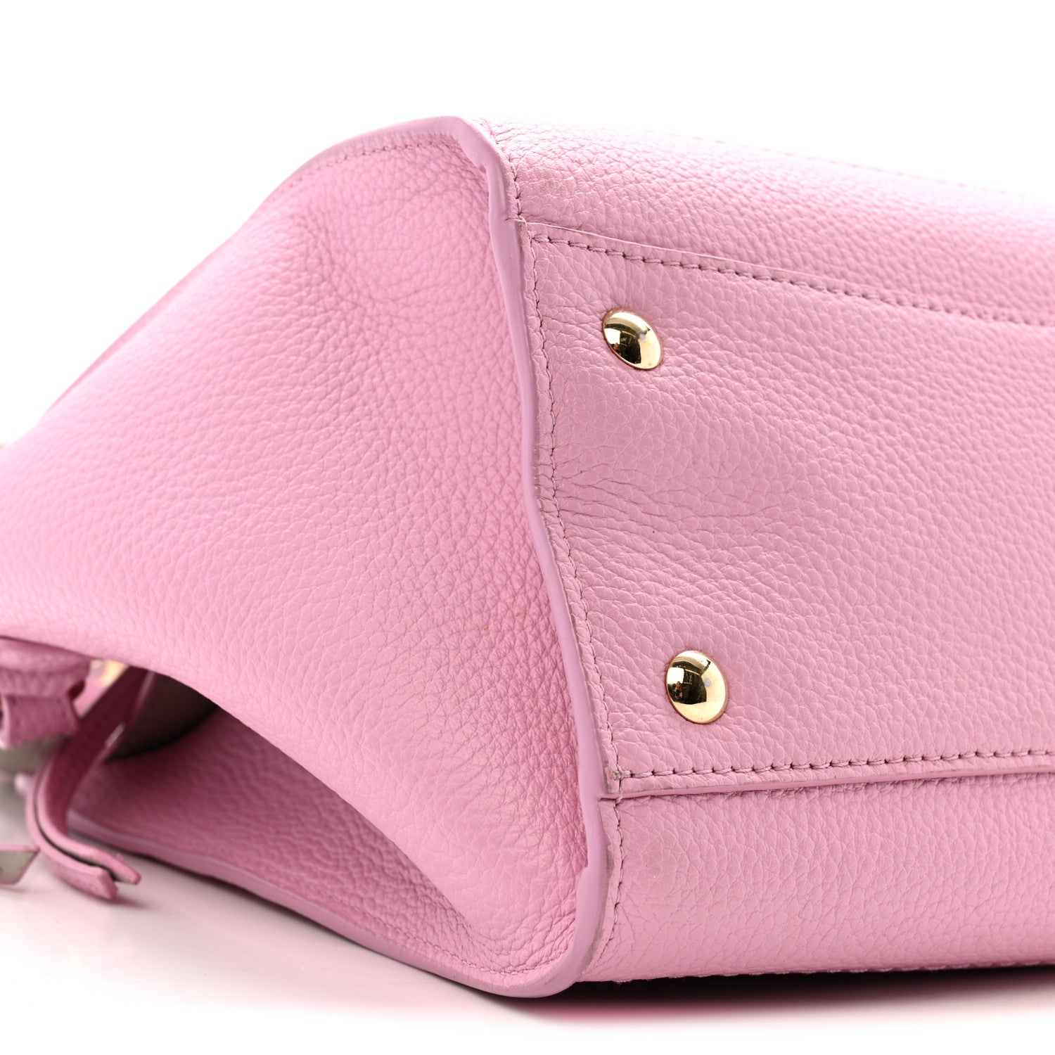 Grained Calfskin Double Handle Small Amy Tote Pink