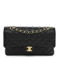 Caviar Quilted Medium Double Flap Black