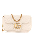 Calfskin Matelasse Super Mini GG Marmont Shoulder Bag White