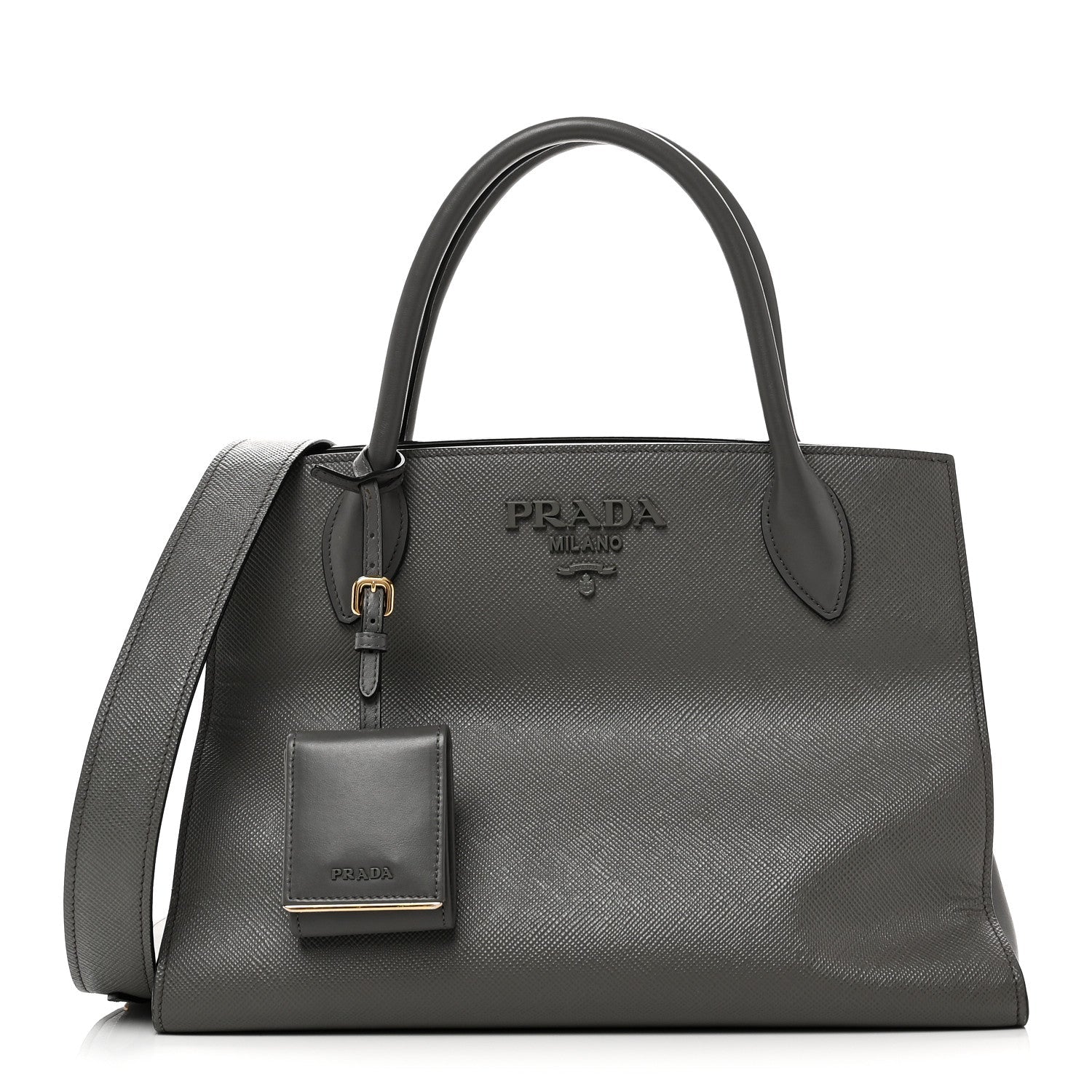 Saffiano Cuir Calfskin Medium Monochrome Top Handle Tote Ardesia