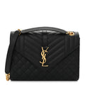 Grain De Poudre Textured Mixed Matelasse Triquilt Medium Monogram Satchel Black