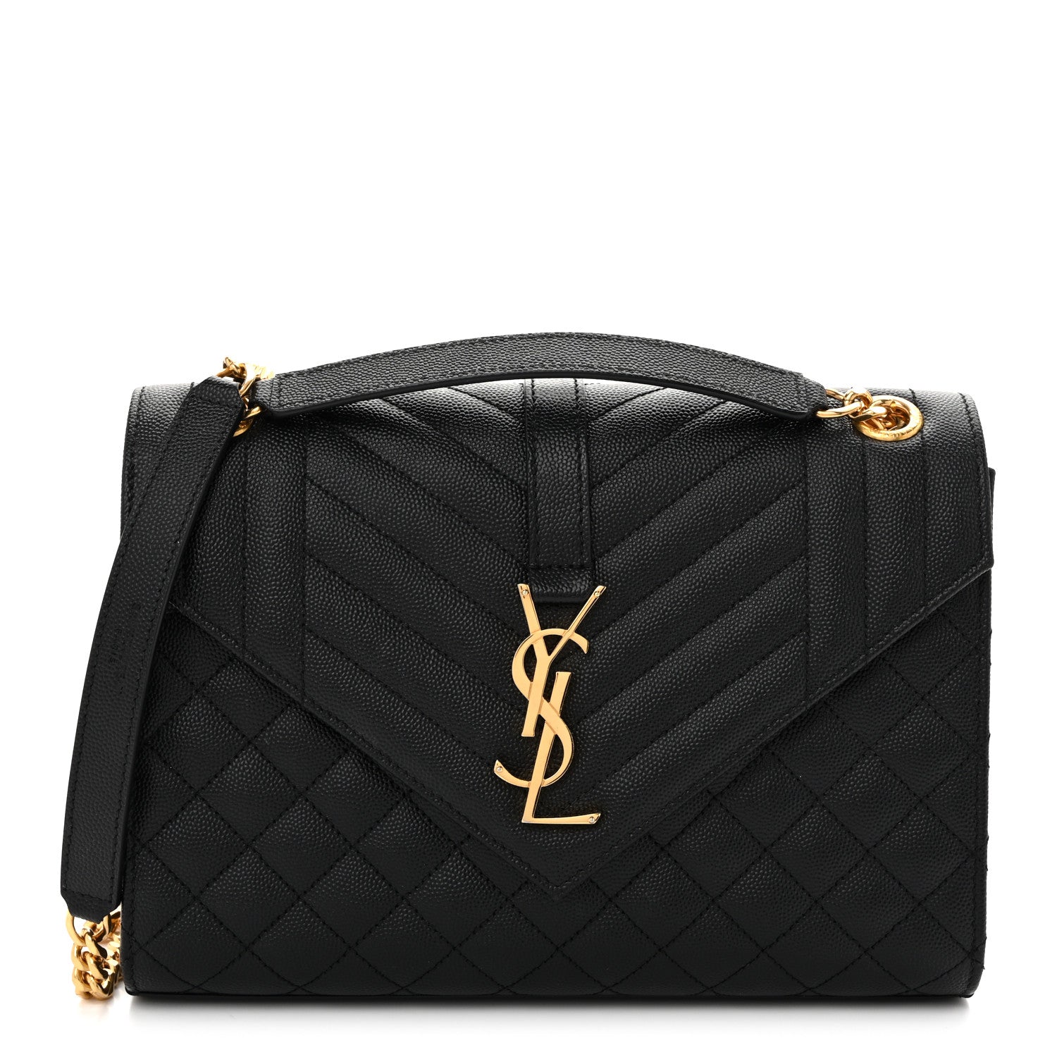 Grain De Poudre Textured Mixed Matelasse Triquilt Medium Monogram Satchel Black