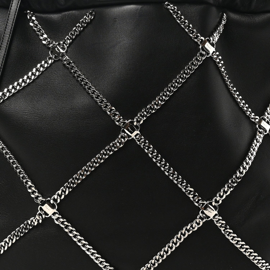 Nappa Chain Drawstring Shoulder Bag Black