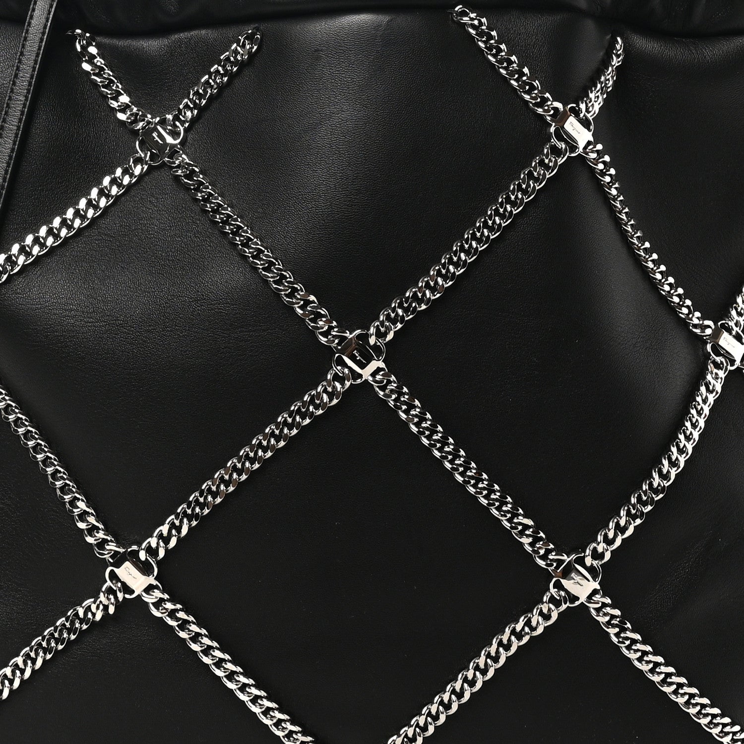 Nappa Chain Drawstring Shoulder Bag Black