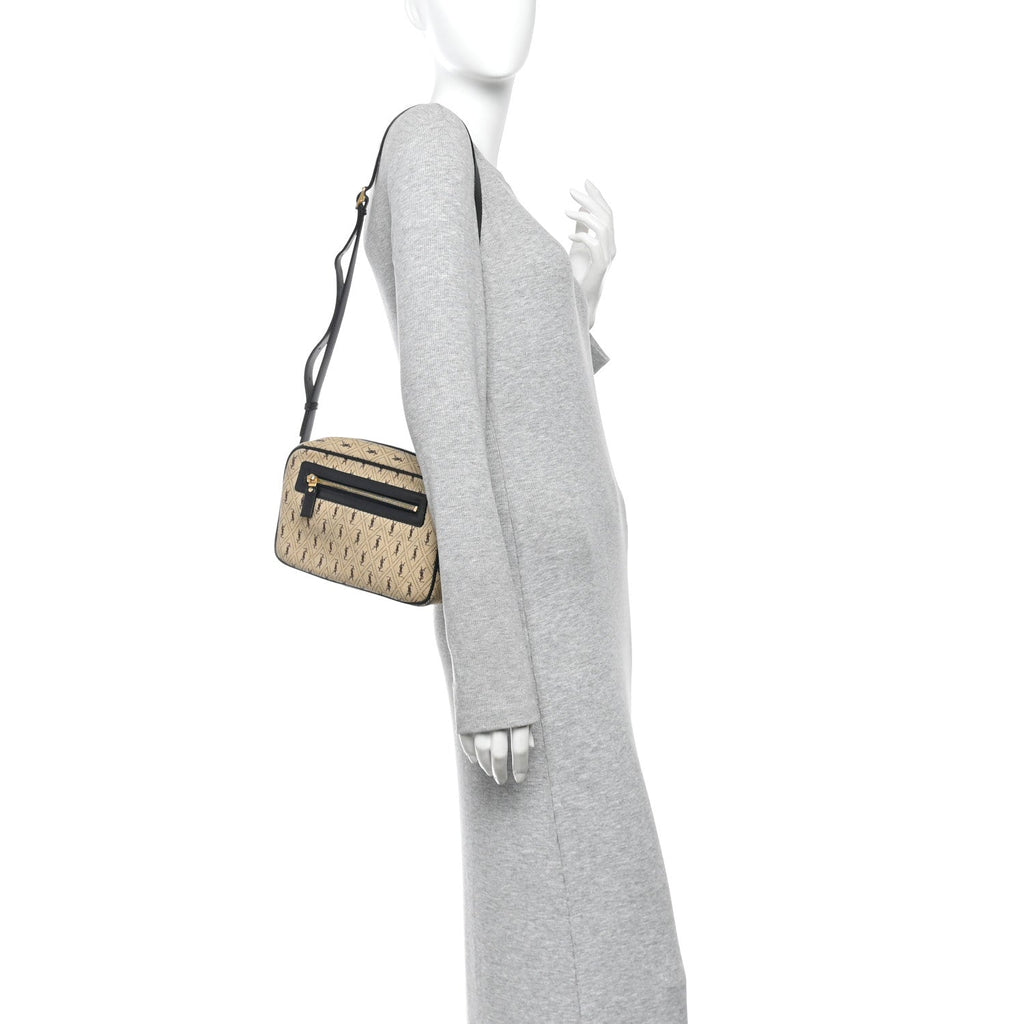 Canvas Monogram All Over Camera Bag Beige