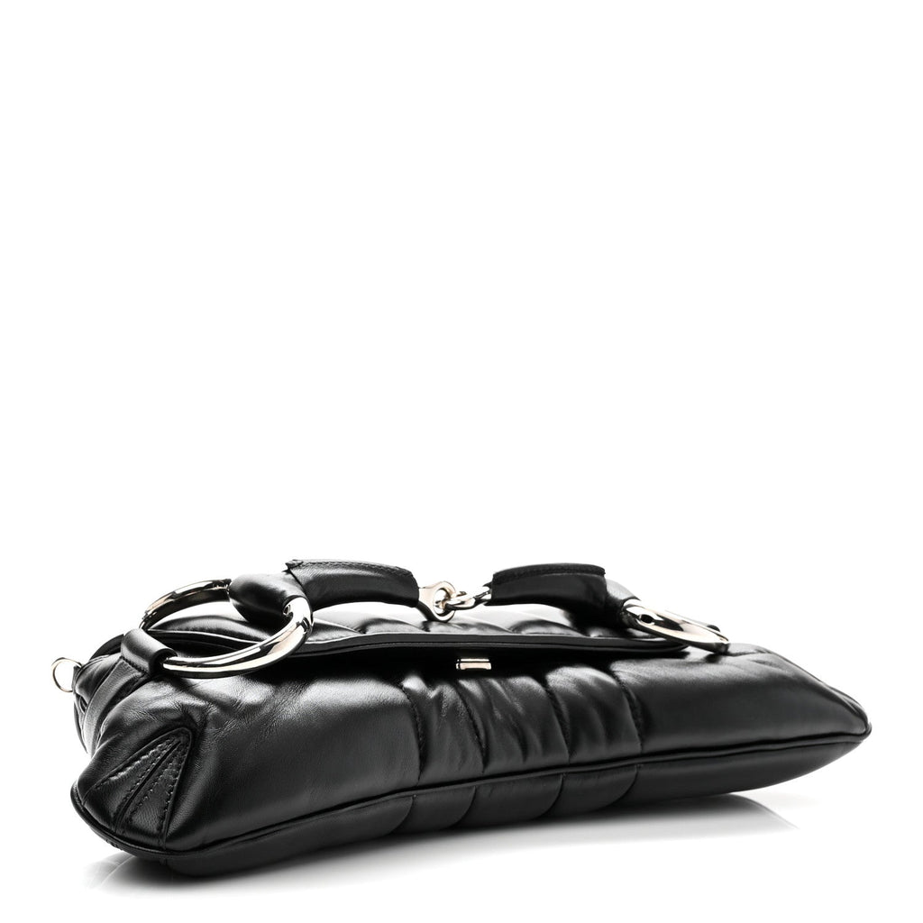 Nappa Vertical Matelasse Medium Maxi Horsebit Chain Shoulder Bag Black