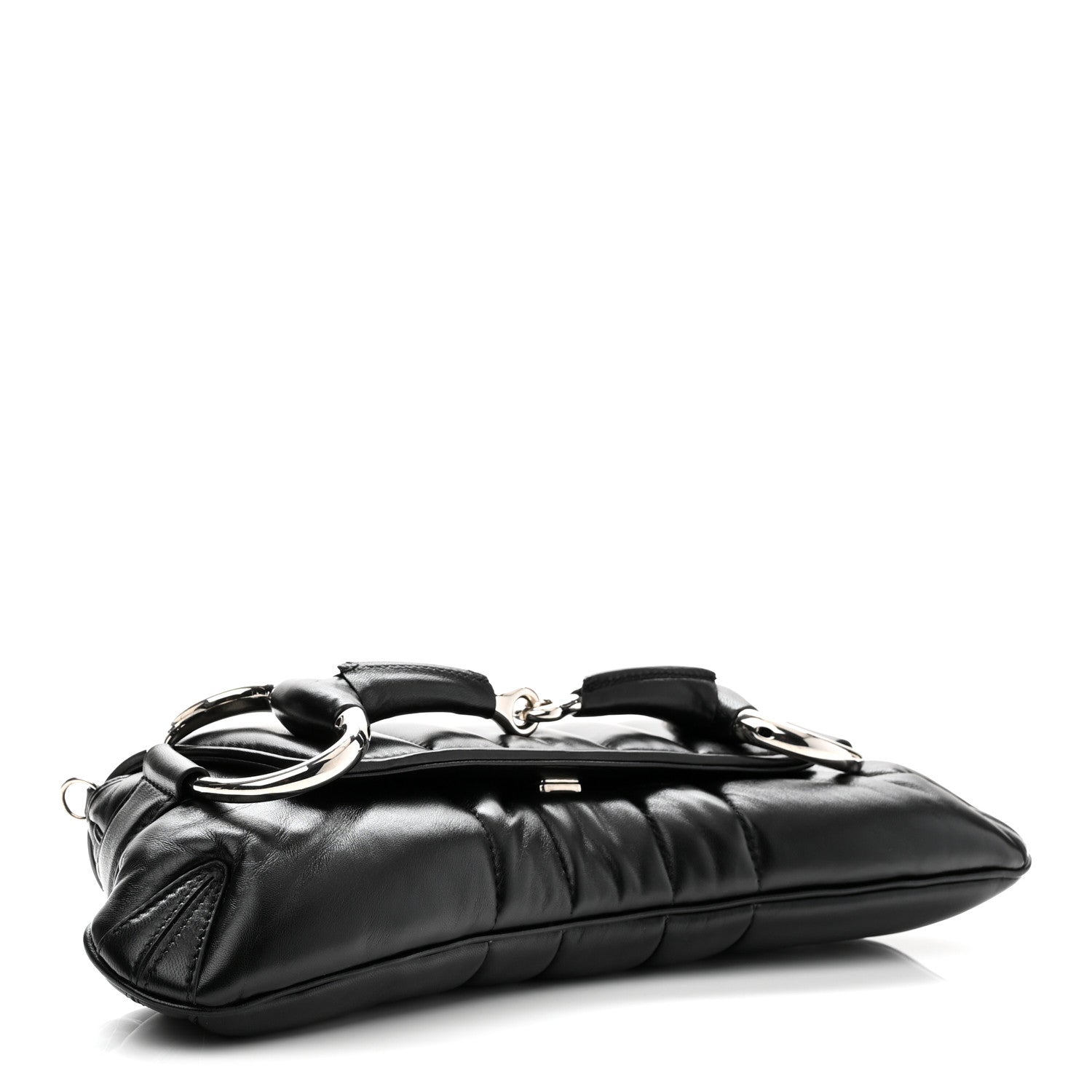 Nappa Vertical Matelasse Medium Maxi Horsebit Chain Shoulder Bag Black