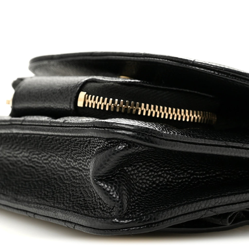 Caviar Quilted Business Affinity Clutch With Chain Black