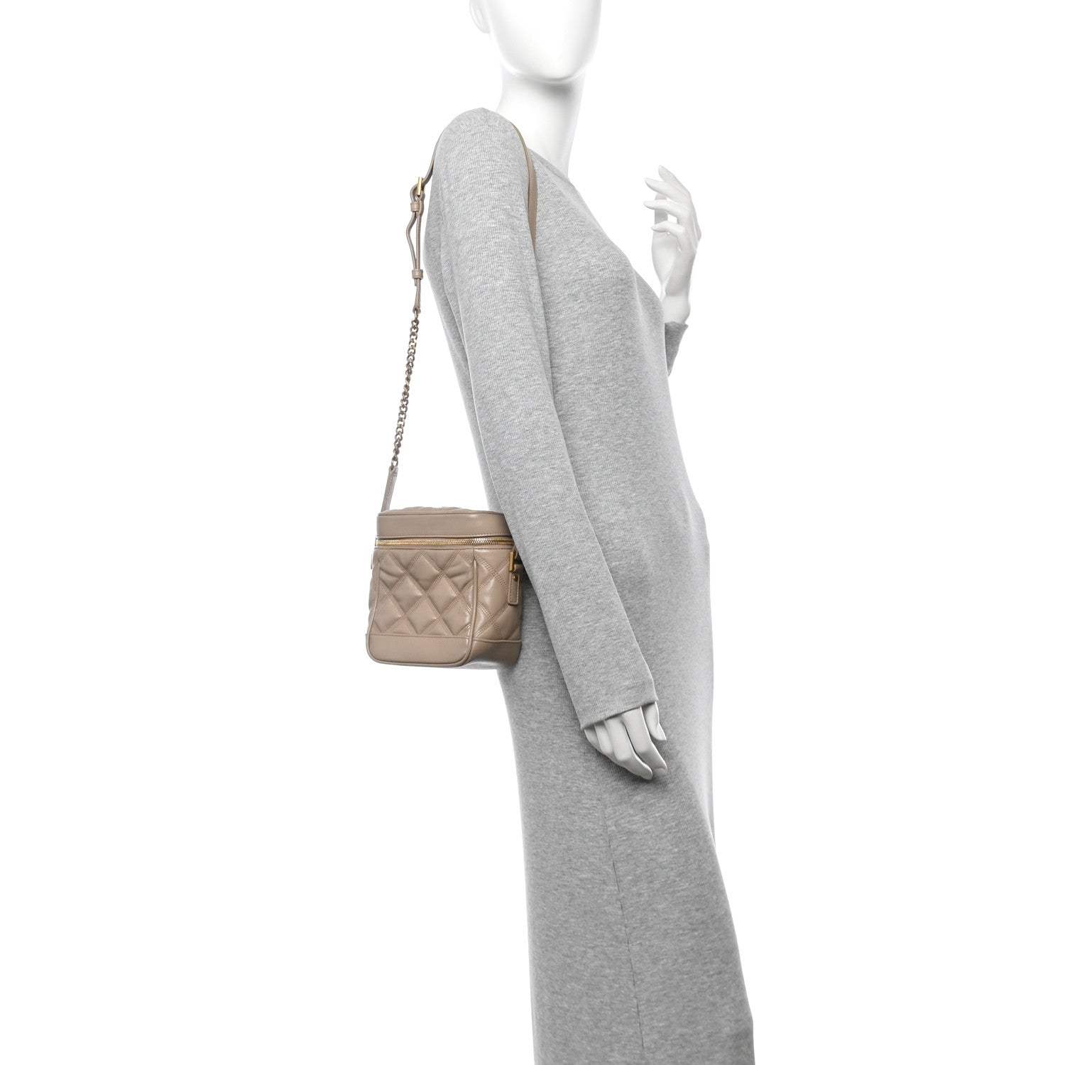 Grain de Poudre Quilted 80's Vanity Bag Dark Beige