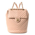 Calfskin Chevron Quilted Small Urban Spirit Backpack Beige