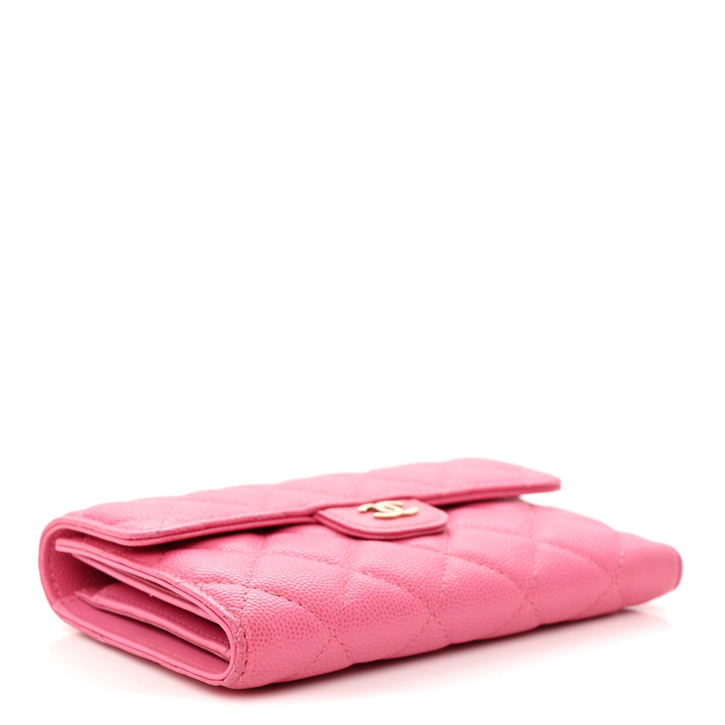 Caviar Quilted Medium Flap Wallet Pink