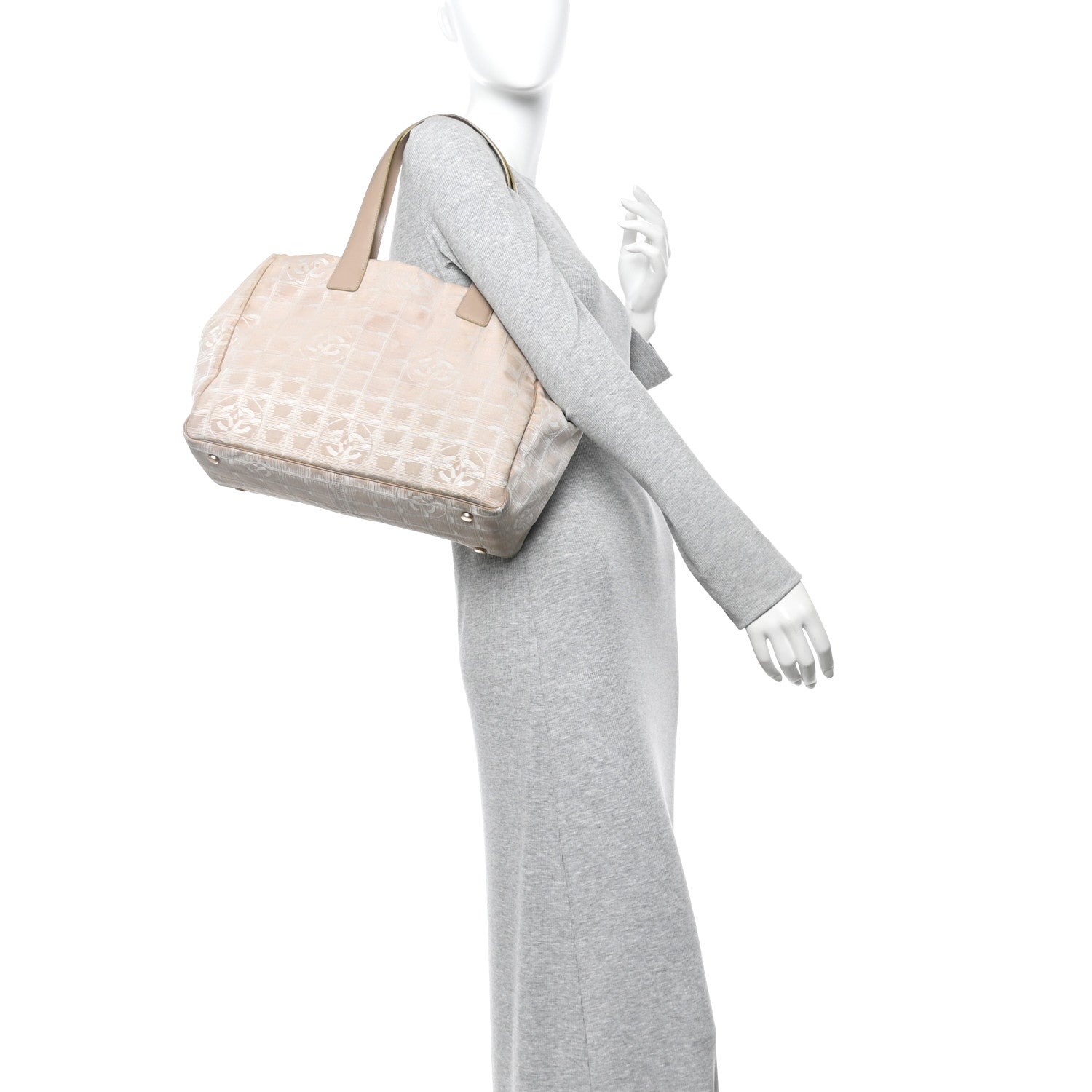 Nylon Medium Travel Tote Beige