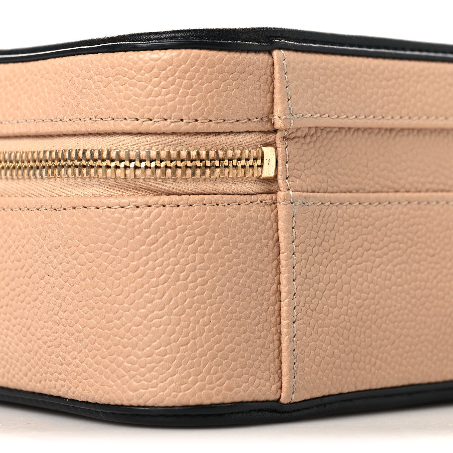 Caviar Quilted Medium CC Filigree Vanity Case Beige Black