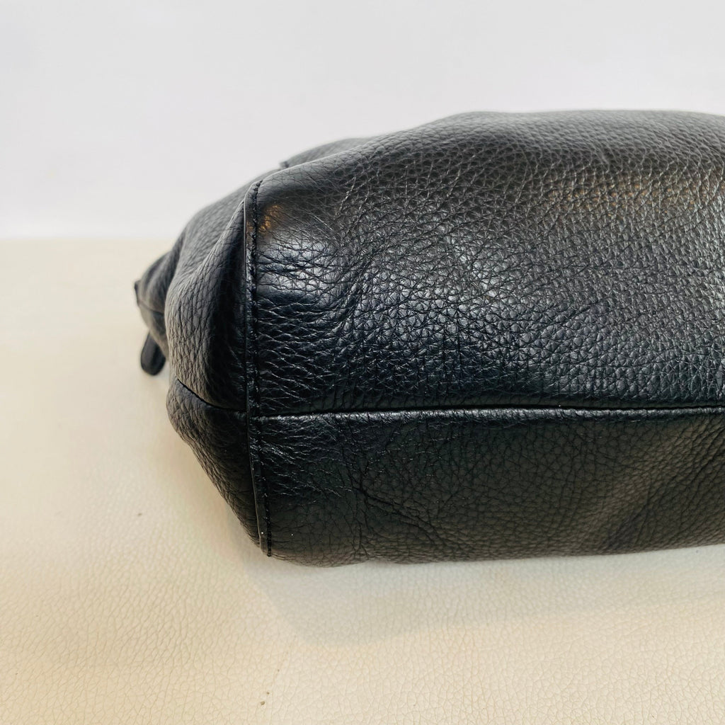 COACH Coach Black Leather Zip Carryall Satchel Handbag