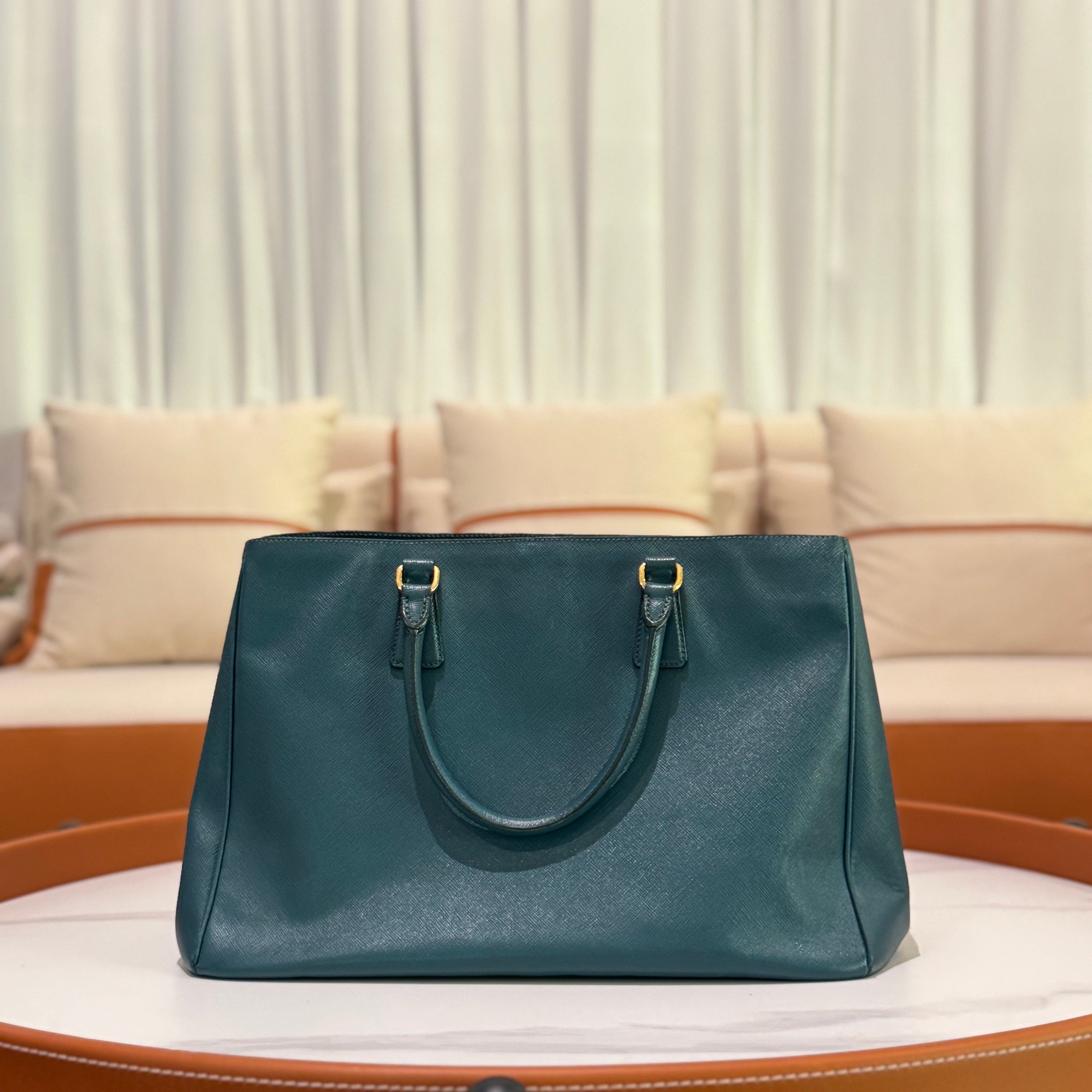 PRADA GALLERIA GREEN TOTE BAG