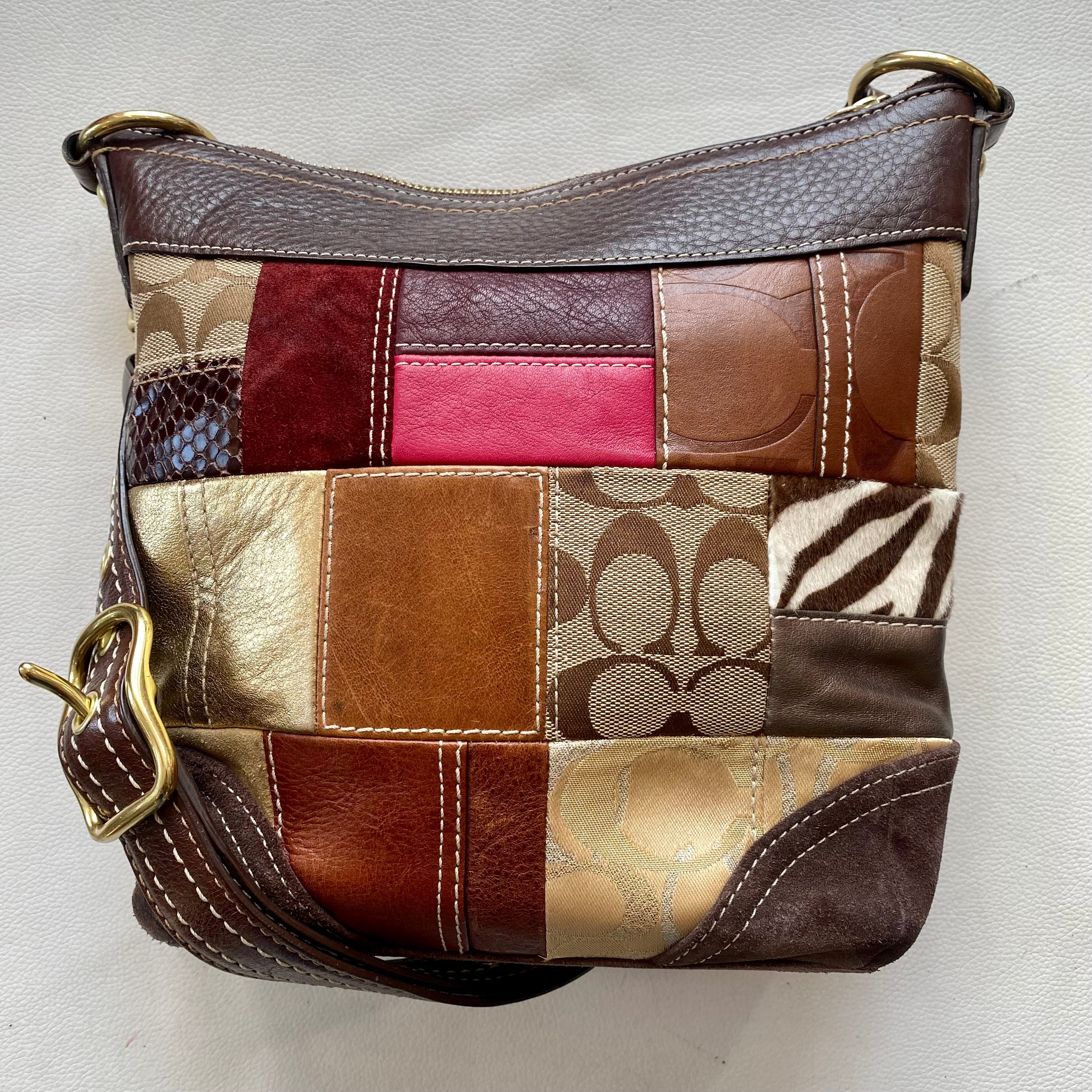 COACH Signature Patchwork Shoulder Bag/ Crossbody Bag