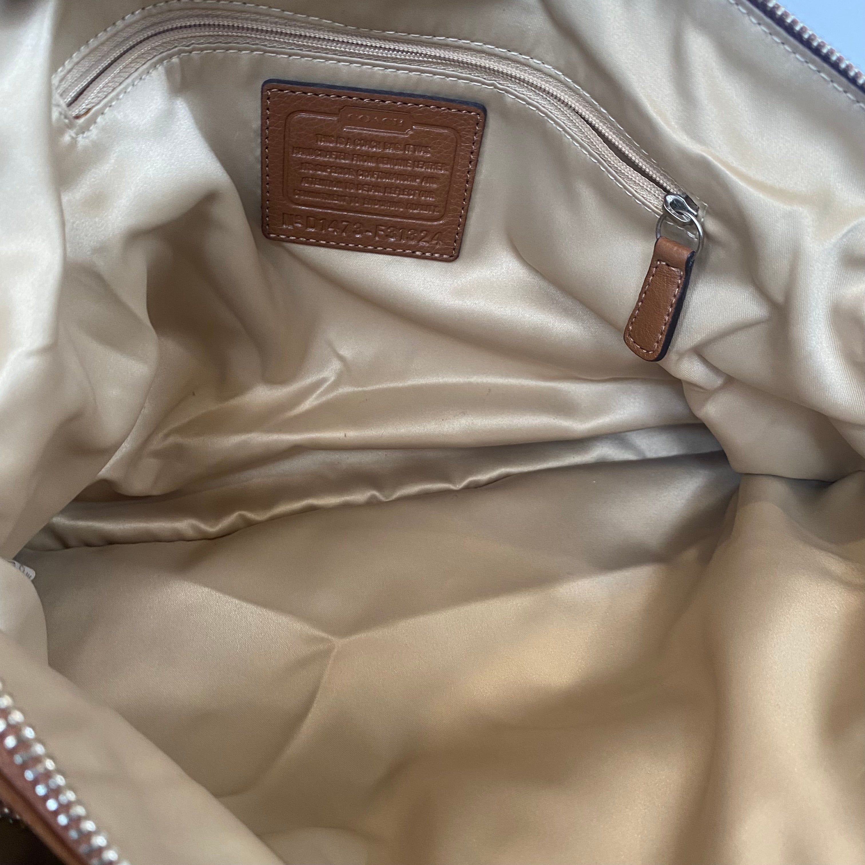 COACH Park Pebbled Calfskin Katheryn Triple Zip Satchel Tan/Brown Carryall Handbag 31324