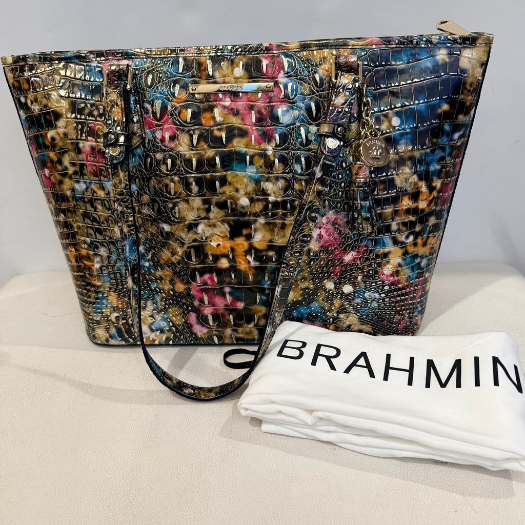 BRAHMIN Medium Asher Tote Retrograde Metallic Leather Shoulder Bag NWOT