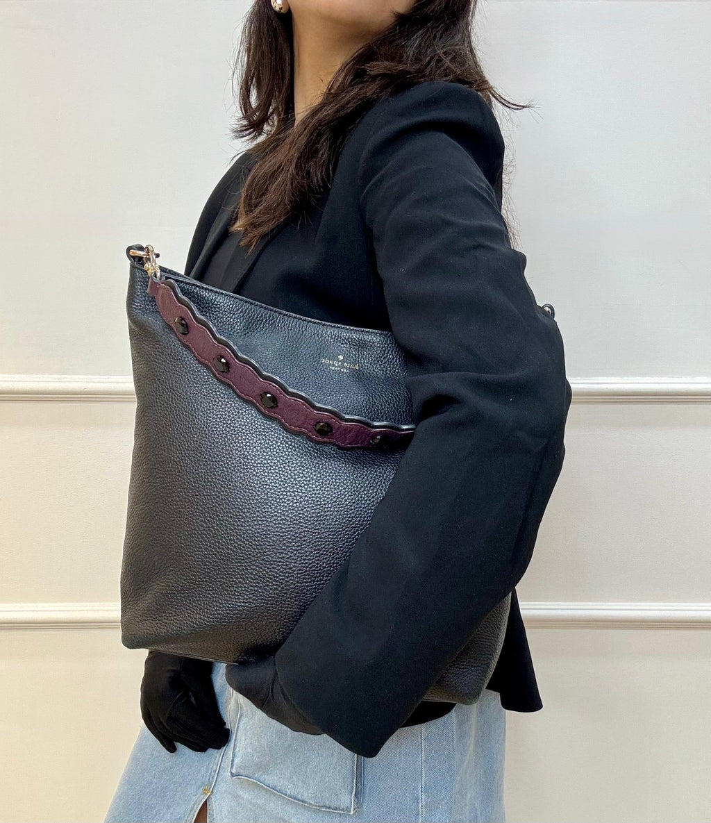 Kate Spade New York — Pebbled Leather Scalloped-Edge Shoulder Bag