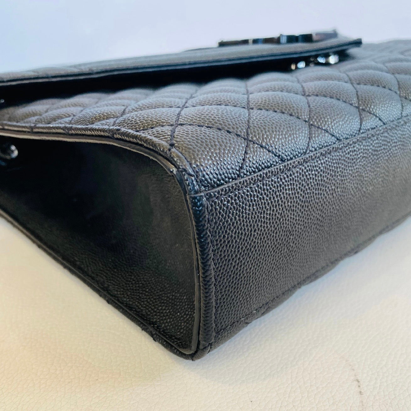 YVES SAINT LAURENT YSL Monogram Mix Matelasse Envelope Chain Bag Large Black