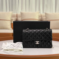 CHANEL CF SMALL BLACK LAMBSKIN WITH SILVER HARDWARE –  ITY CARD MODEL