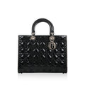 Christian Dior Lady Dior Black Patent Leather Large