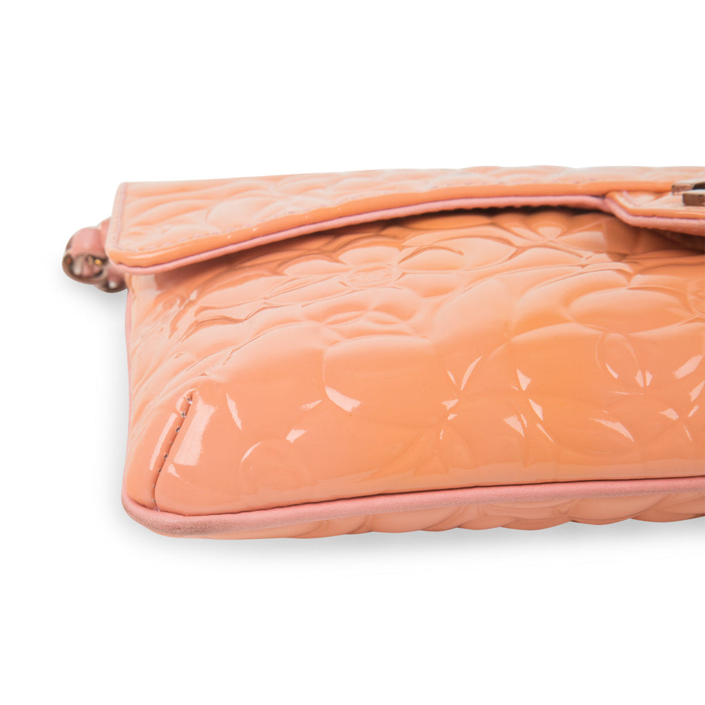 Chanel Peach Patent Camellia Bag