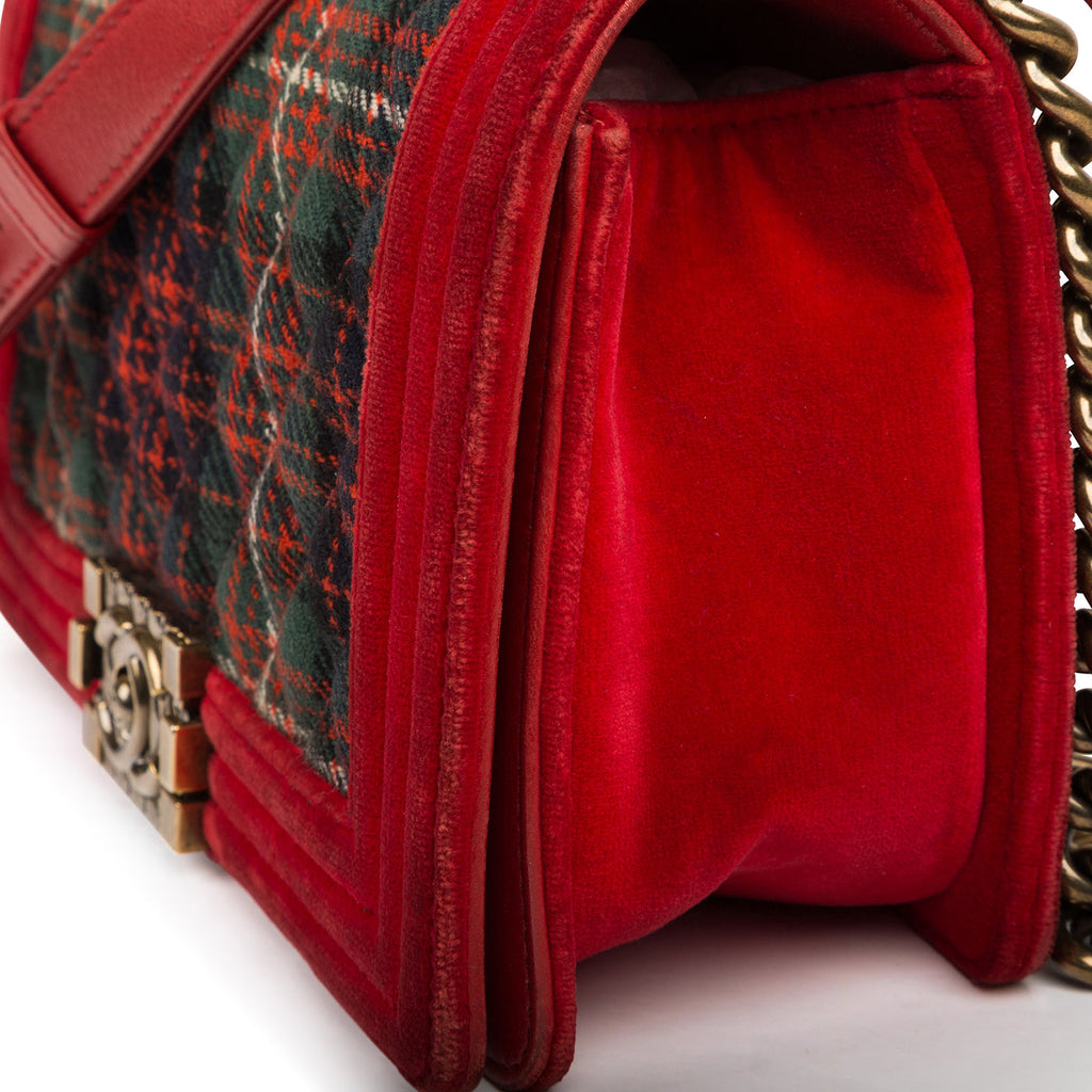 Chanel Tartan/Velvet Medium Boy Bag