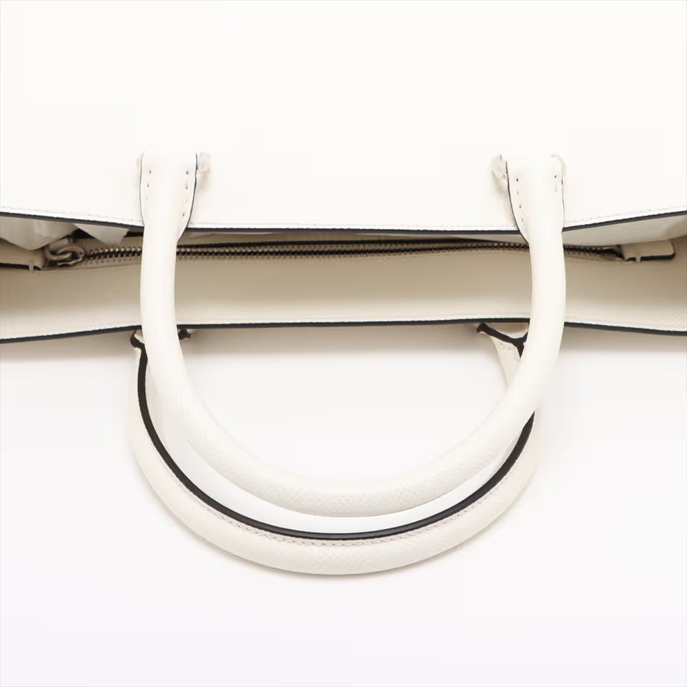 Prada Saffiano Cuir Leather Two-Way Tote Bag White