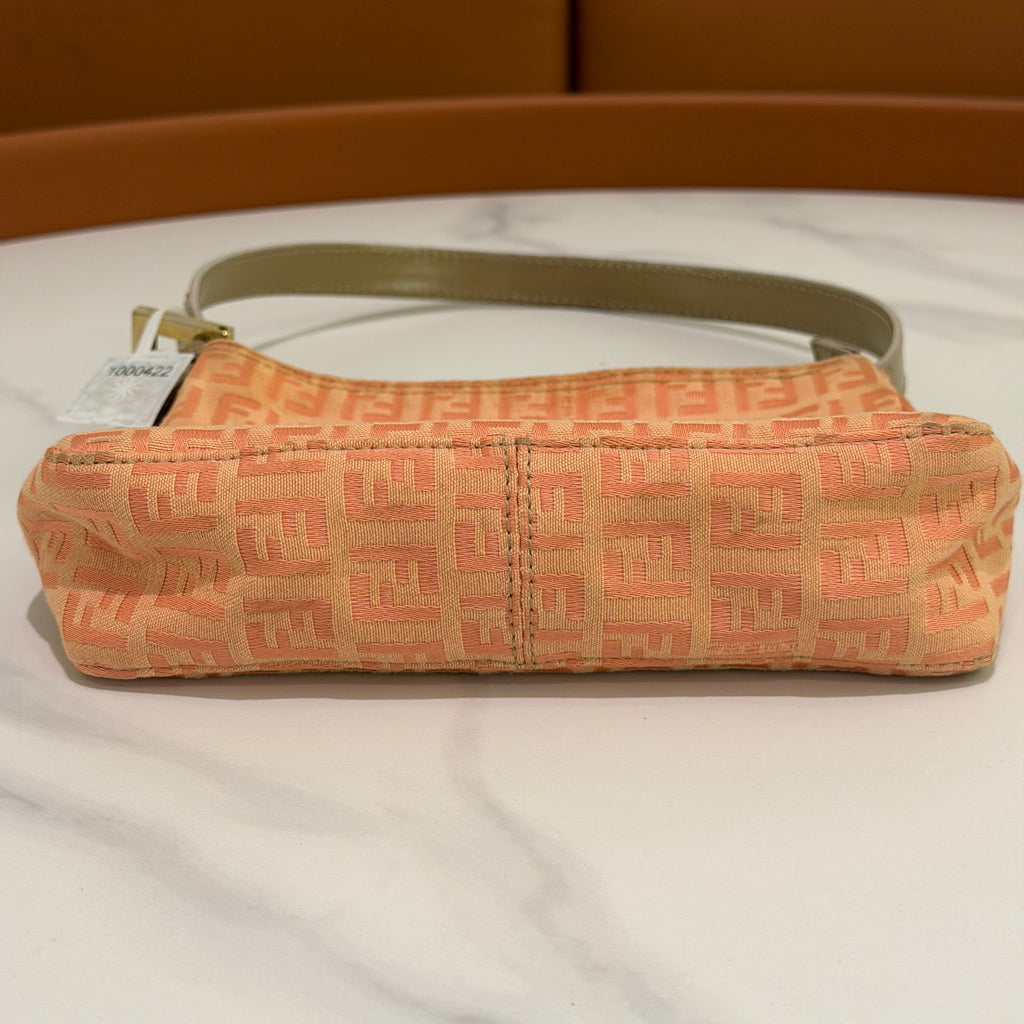 Fendi Vintage Monogram Shoulder Top Handle Bag Cream Orange