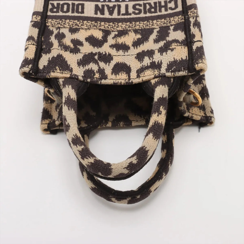 Christian Dior Leopard Vertical Book Tote Canvas Two-Way Handbag