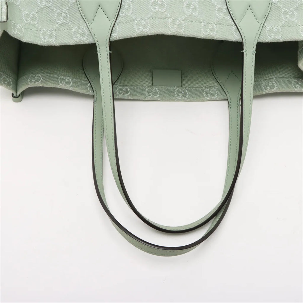 Gucci GG Logo Denim Tote Bag Green