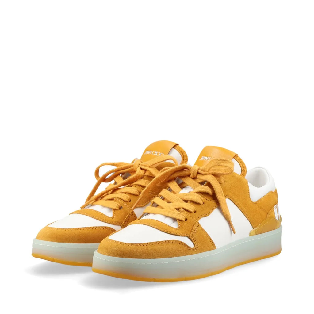 Jimmy Choo Leather Suede Sneakers White x Mustard Yellow