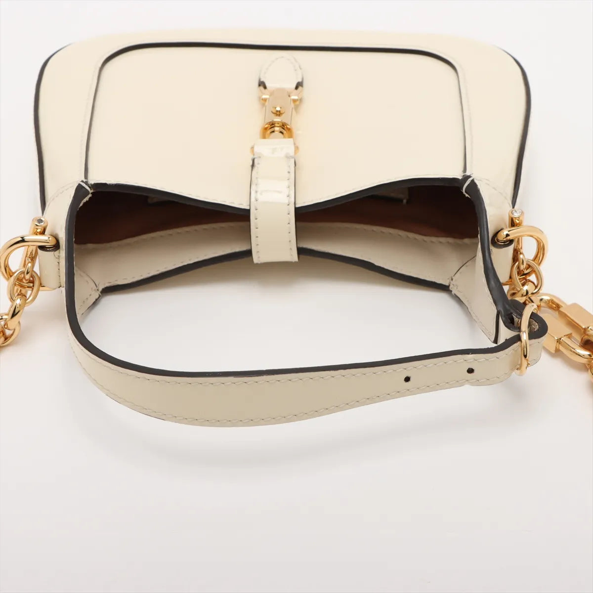 Gucci Jackie 1961 Patent Leather Two-Way Shoulder Bag White