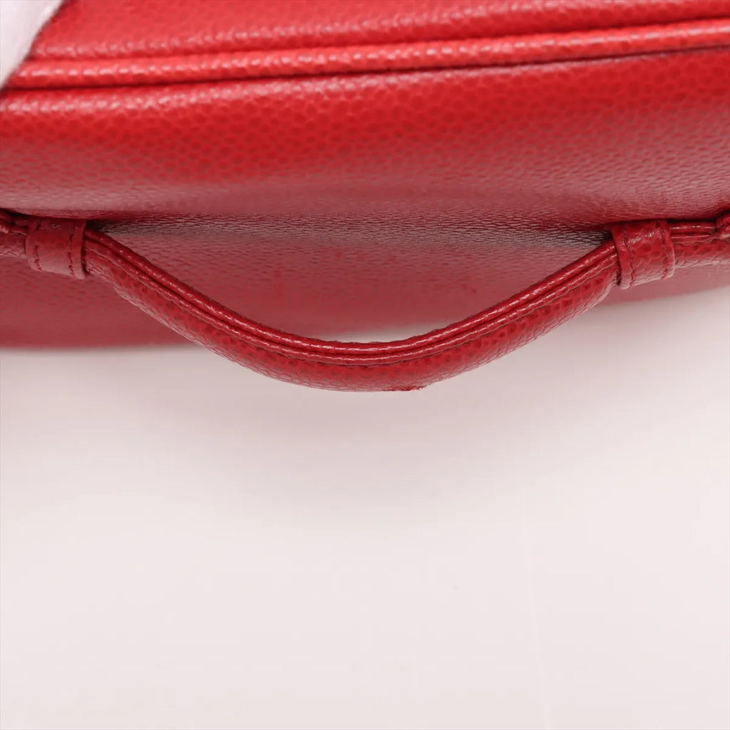Chanel CC Logo Caviar Skin Vanity Bag Red