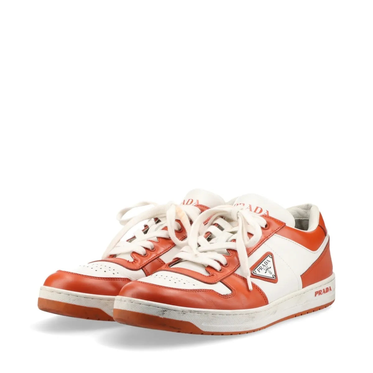 Prada Downtown Leather Sneaker Brown x White